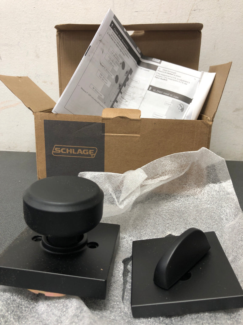 Schlage F59BWE622COL Bowery Knob Single Cylinder Keyed Entry Interior Pack with Collins Trim - Exterior Handleset Sold Separately - Matte Black