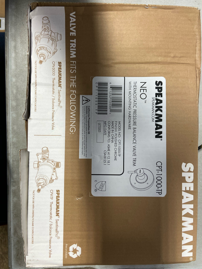 Speakman CPT-1000-TP Neo Single Function Pressure Balance and Thermostatic Valve Trim Only - Less Rough In - Polished Chrome