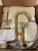 Newport Brass 3290-5463/04 Muncy 1.8 GPM Widespread Bridge Pull Down Kitchen Faucet - Satin Brass (PVD)