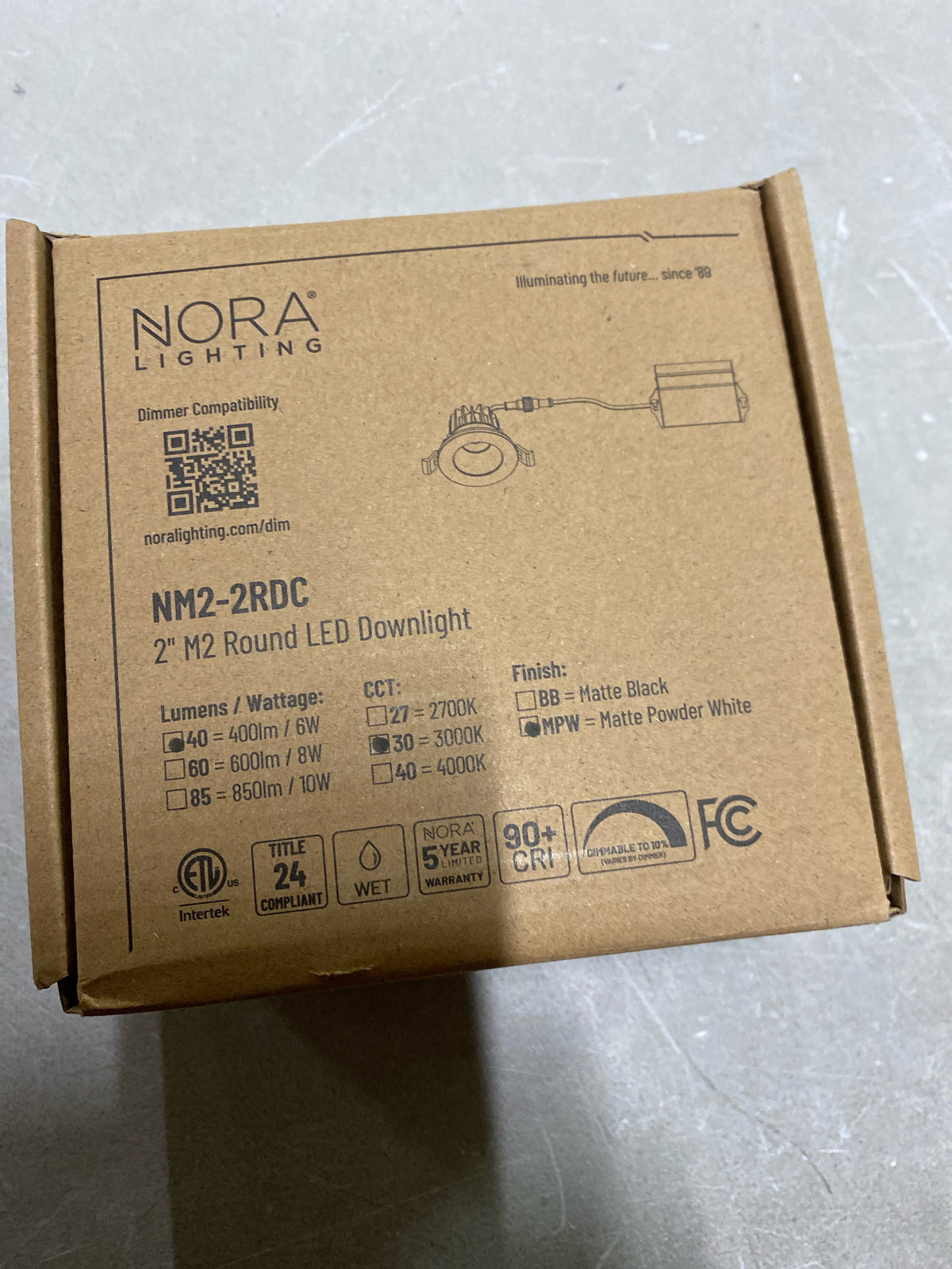 Nora NM2-2RDC4030MPW 2" Mini Recessed Downlight, 400 Lumens - No Housing Required (Matte Powder White, 3000K)