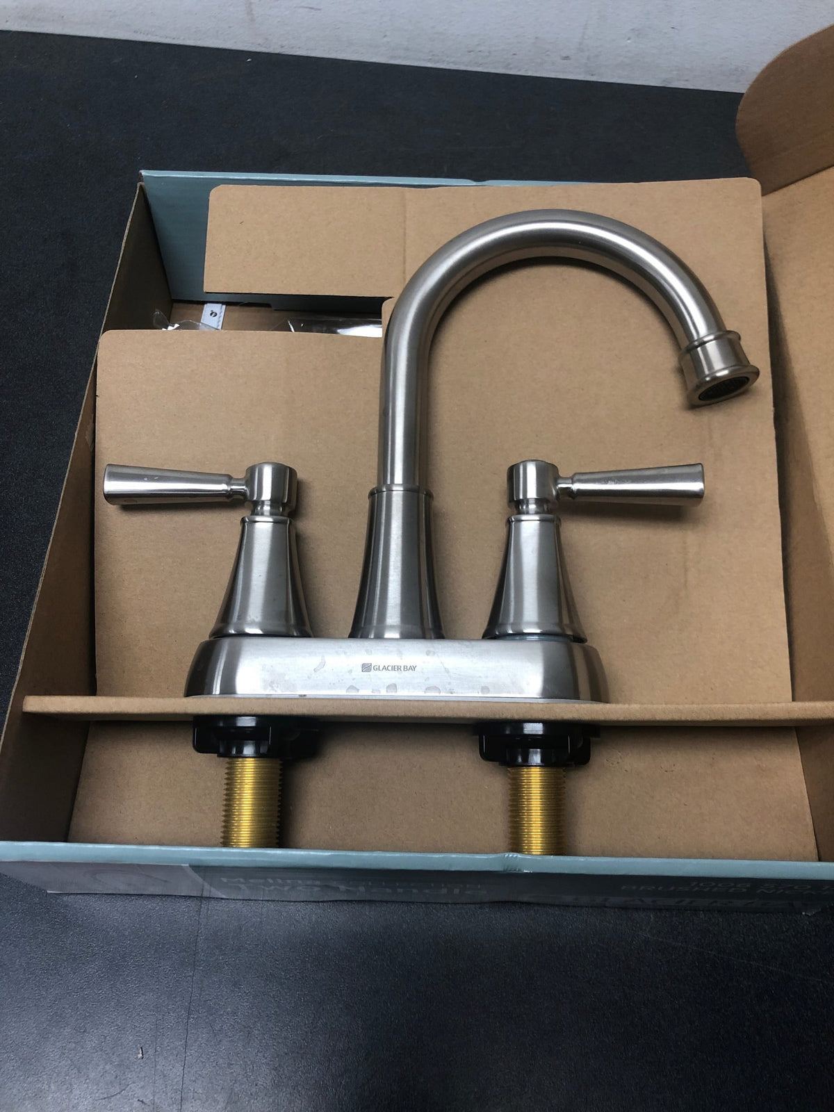 Glacier bay HD67513W-6C04 Melina 4 in. Centerset Double Handle High-Arc Bathroom Faucet in Brushed Nickel