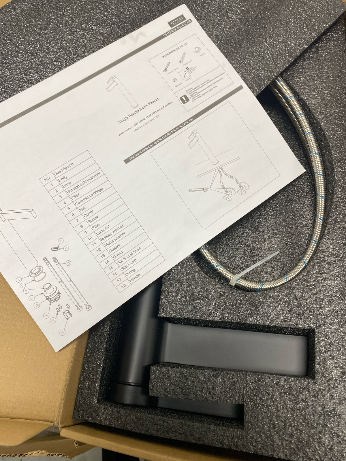 Miseno 115112-BAF-MB 1.2 GPM Single Hole Vessel Bathroom Faucet, Matte Black