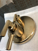 Brizo T75698-GL Levoir Thermostatic Valve Trim with Integrated Volume Control and 6 Function Diverter for Three Shower Applications - Less Rough-In - Luxe Gold