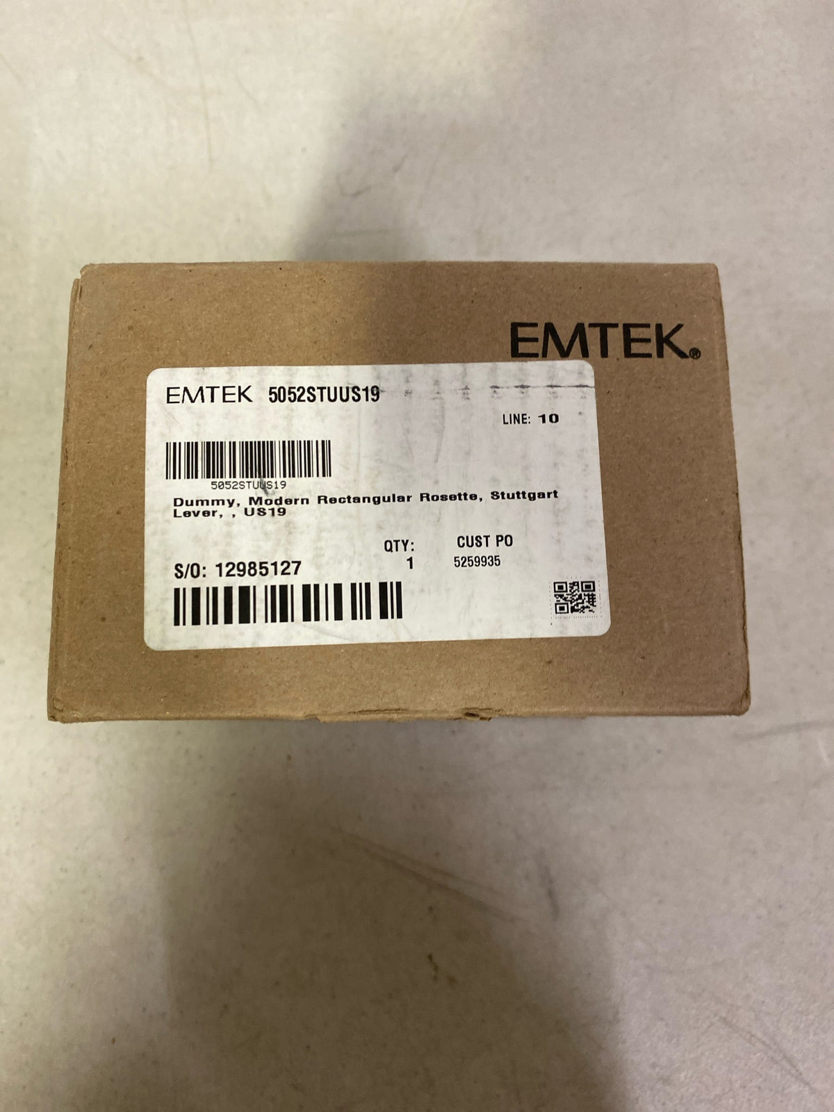 Emtek 5052STUUS19LH Stuttgart Left Handed Non-Turning Two-Sided Dummy Door Lever Set with Modern Rectangular Rose from the Brass Modern Collection - Flat Black