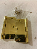 Deltana S35R43 3-1/2" x 3-1/2" Plain Bearing 1/4" Radius Corner Full Mortise Hinge - Pair - Polished Brass
