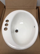 Kohler K-2905-8-0 Farmington 19-1/4" Oval Cast Iron Drop In Bathroom Sink with Overflow and 3 Faucet Holes at 8" Centers - White