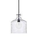 Capital Lighting 325717MB Single Light 15" Tall Pendant with Clear Water Glass Shade - Matte Black