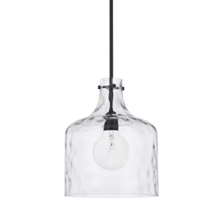 Capital Lighting 325717MB Single Light 15" Tall Pendant with Clear Water Glass Shade - Matte Black