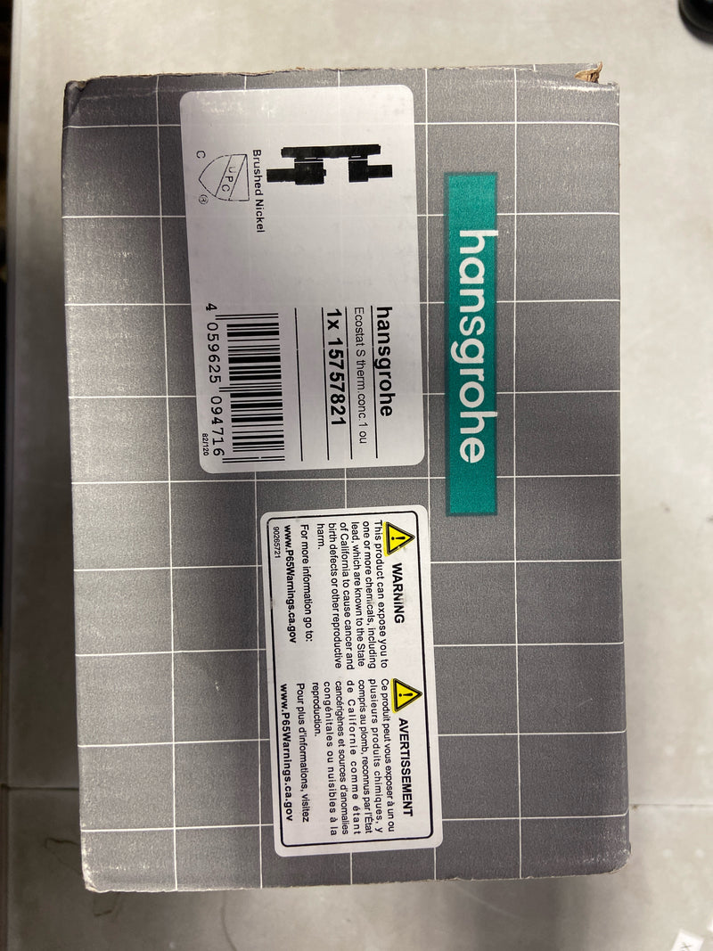Hansgrohe 15757821 Ecostat S Thermostatic Valve Trim Only with Integrated Volume Control for 1 Distinct Function - Less Rough In - Brushed Nickel