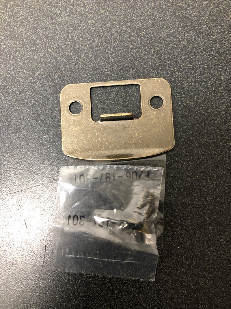 Schlage 10027609 1 5/8" x 2 1/4" Full Lip Strike Plate with 1/4" Radius Corners - Antique Brass