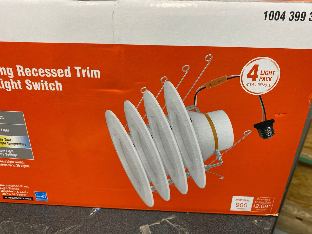 Commercial electric NS01RA13FR12592 5/6 in. Integrated LED White Canless Recessed Light Trim with Adjustable Color Temperature and Remote Control, (4-Pack)
