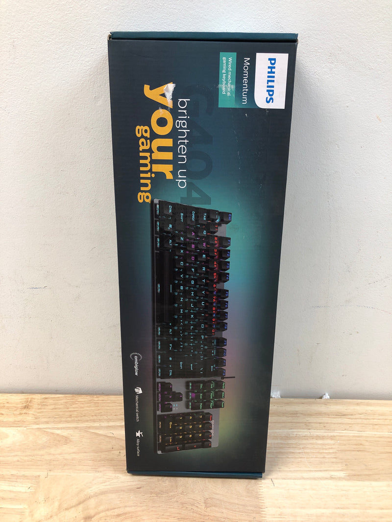 Philips Wired Mechanical RGB Gaming Keyboard | 16 Ambiglow Chroma FX & Customizable Key Light Maps | Anti-Ghosting, N-Key Rollover | Quick-Trigger, Soft-Click Philips-Blue Switches (SPK8404)