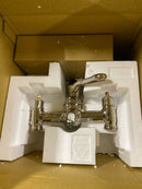 Signature Hardware 419229 Wall Mounted English Telephone Tub Filler with Brass Lever Handles, 4" Wall Couplers, and 9-1/2" Spout Reach - Includes Hand Shower and Valve - Polished Nickel