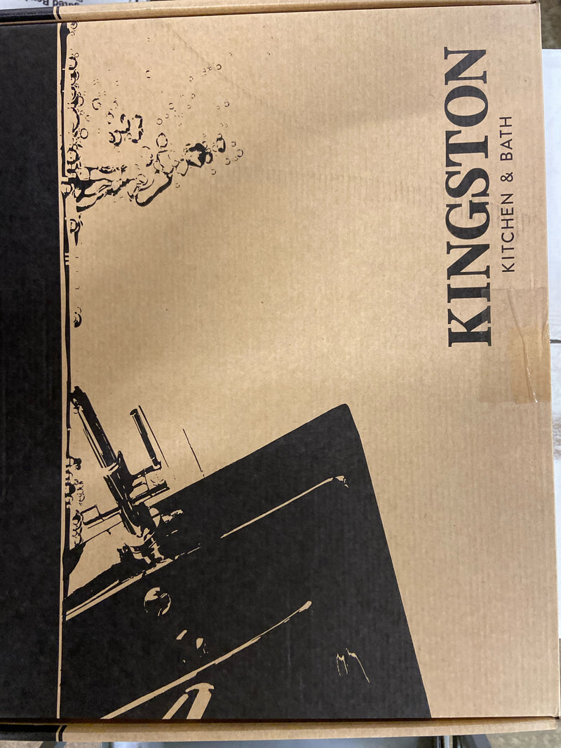 Kingston Brass KS1273ALBS Heritage Bridge Kitchen Faucet with Brass Sprayer, Antique Brass