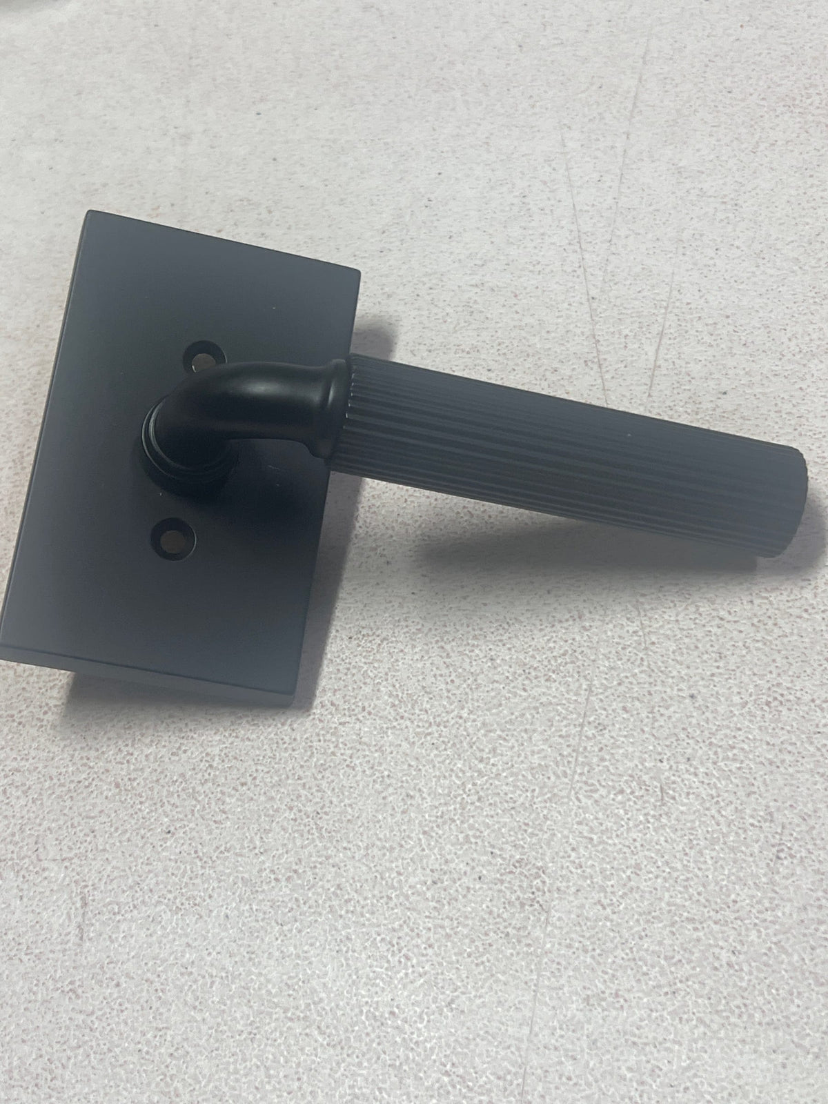 Emtek R-Bar Straight Knurled 5112 Select Brass Passage Leverset with Modern Rectangular Rosette for Left Handed Doors