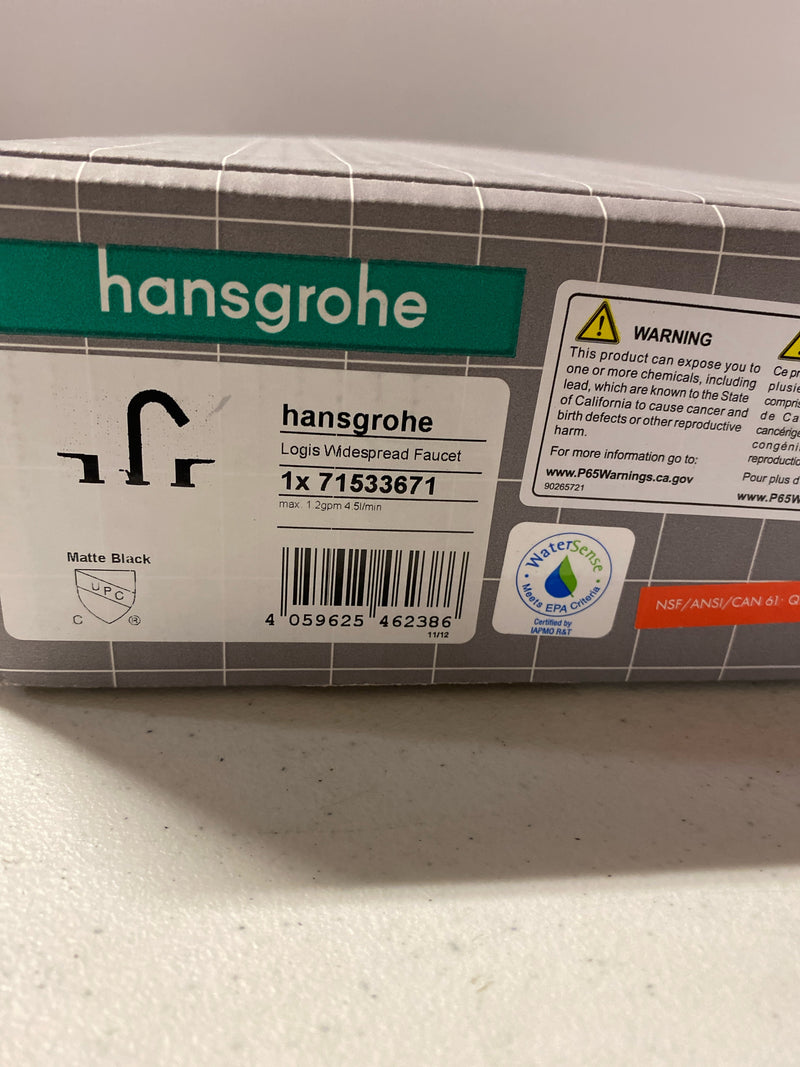 Hansgrohe 71256671 Logis Fine 1.2 GPM Wall Mounted Mini-Widespread Bathroom Faucet - Less Drain Assembly and Rough In - Matte Black