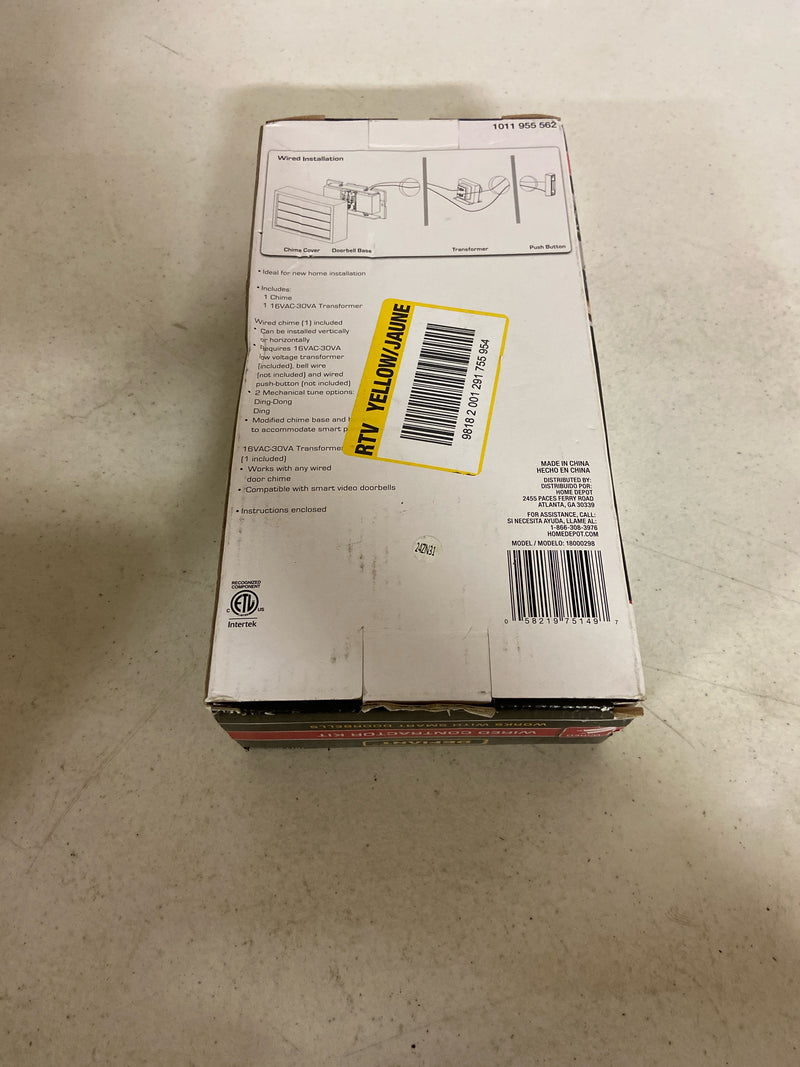 Defiant 18000298 Wired Smart Video Doorbell Contractor Kit, Wired 16VAC/30VA Transformer and Chime, Works with Most Wired Video Doorbells