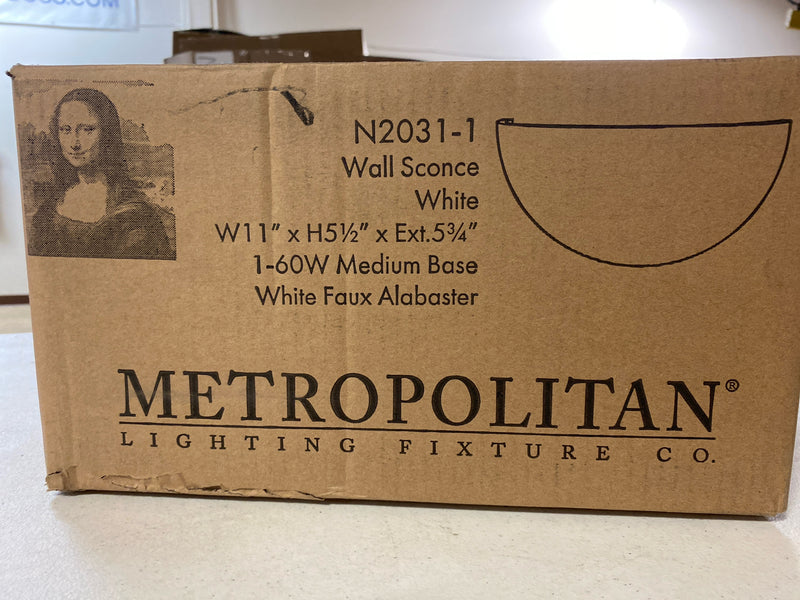 Metropolitan N2031-1 6" Tall Wall Sconce with Alabaster Stone Shade - White