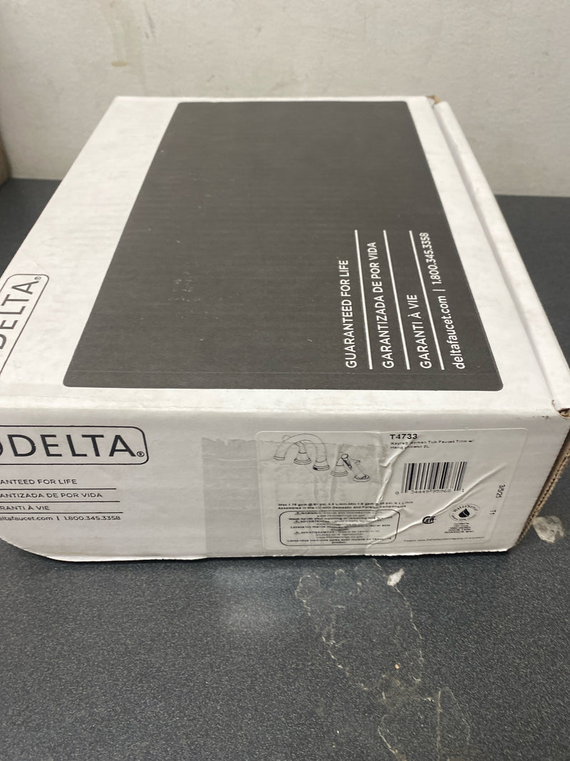 Delta T4733 Kayra Deck Mounted Roman Tub Filler with Built-In Diverter - Includes Hand Shower - Chrome