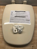 Jones stephens C1050S01 Plastic Elongated Closed Front Toilet Seat fits Eljer New Emblem Design with Cover and Adjustable Hinge in Bone