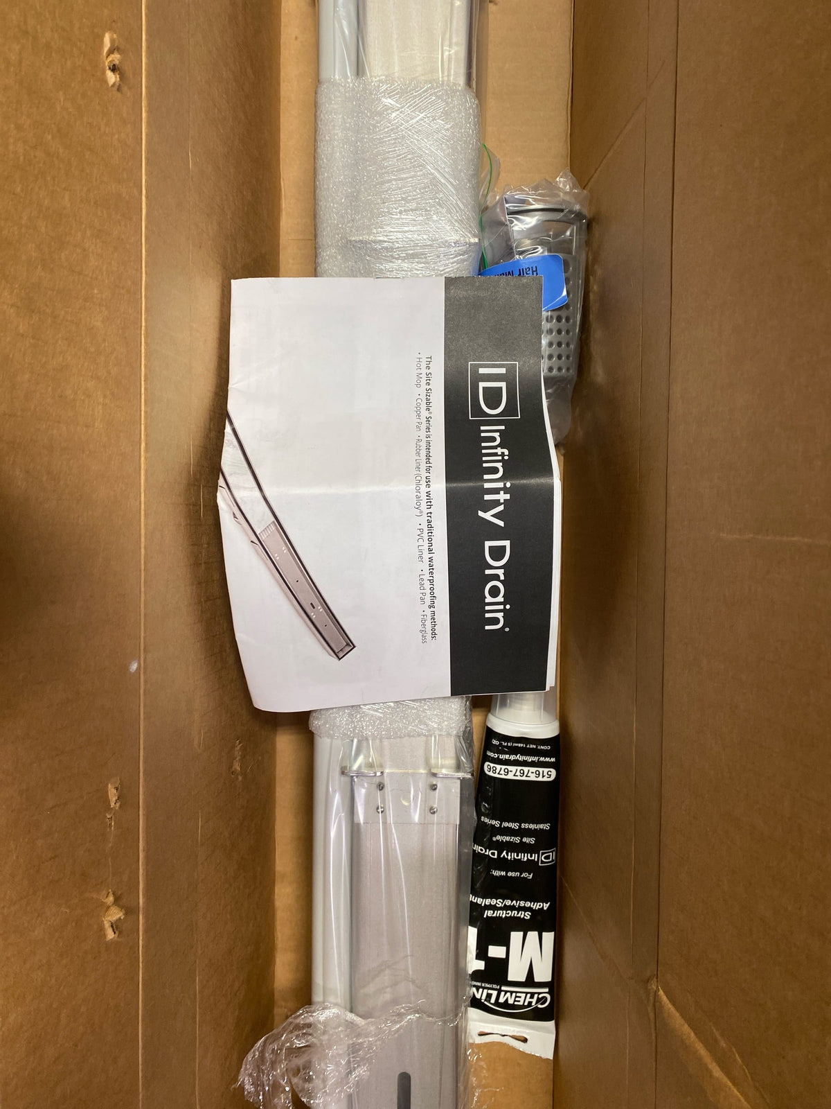 Infinity Drain S-LTIFAS 6548 PS 48" Site Sizable Stainless Steel Linear Drain Kit with Low Profile Tile Insert Frame – Includes Stainless Steel Channel and Outlet Assembly - Polished Stainless