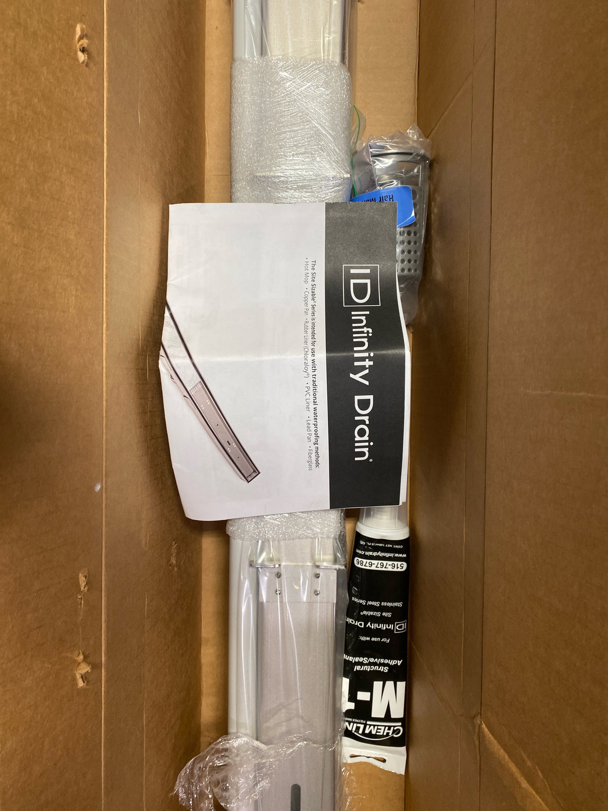 Infinity Drain S-LTIFAS 6548 PS 48" Site Sizable Stainless Steel Linear Drain Kit with Low Profile Tile Insert Frame – Includes Stainless Steel Channel and Outlet Assembly - Polished Stainless