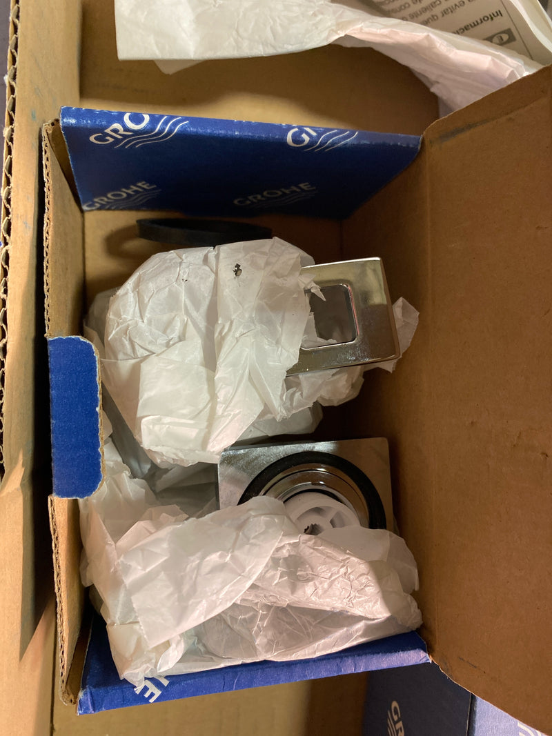 Grohe 2037000A Eurocube 1.2 GPM Widespread Bathroom Faucet with StarLight, EcoJoy, and QuickFix Technologies - Includes Pop-Up Drain Assembly - Starlight Chrome