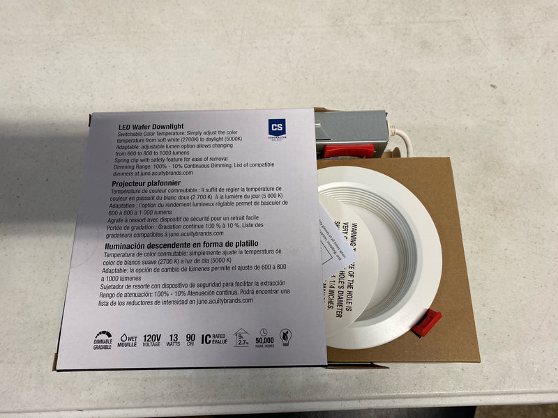 Juno WF4 DREG B ALO19 SWW5 90CRI MW M6 CS WF DREG B 4 in. Adjustable Lumen and CCT Canless IC Rated Dimmable Integrated LED Recessed Light Trim