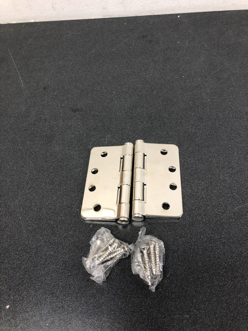 Emtek 9200 Steel Hinges (Pair) - HD - 1/4" Radius Corners - 4" x 4" - 9202414 - Polished Nickel (US14)