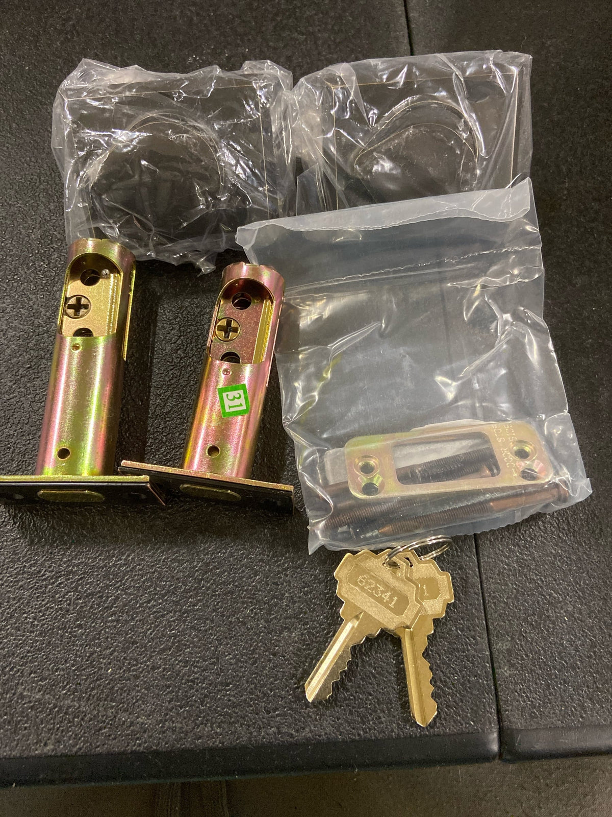 Emtek 8377MB Rustic Modern Rectangular Double Cylinder Keyed Entry Deadbolt from the Sandcast Bronze Collection - Medium Bronze