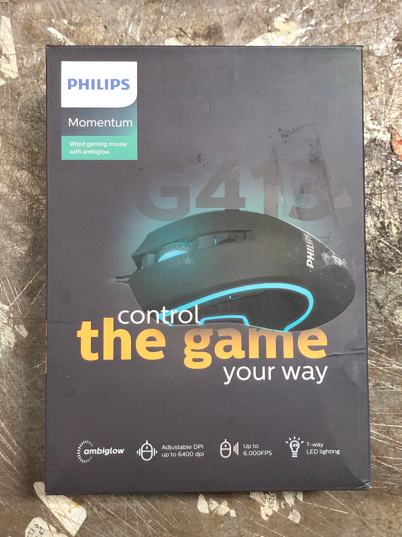 PHILIPS Gaming Mouse | RGB “Living Light” FX | 1000Hz Polling, 1200-6400 DPI | High-Performance Wired Optical USB Mouse Sensor w/ 5 Programmable Buttons (SPK9413)