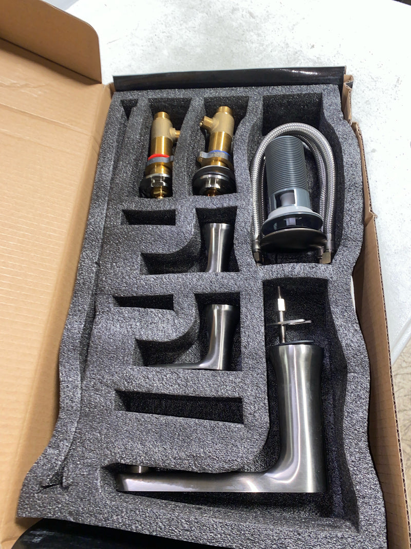 Anzzi L-AZ902BN 1.2 GPM Widespread Bathroom Faucet with Pop-Up Drain Assembly - Brushed Nickel