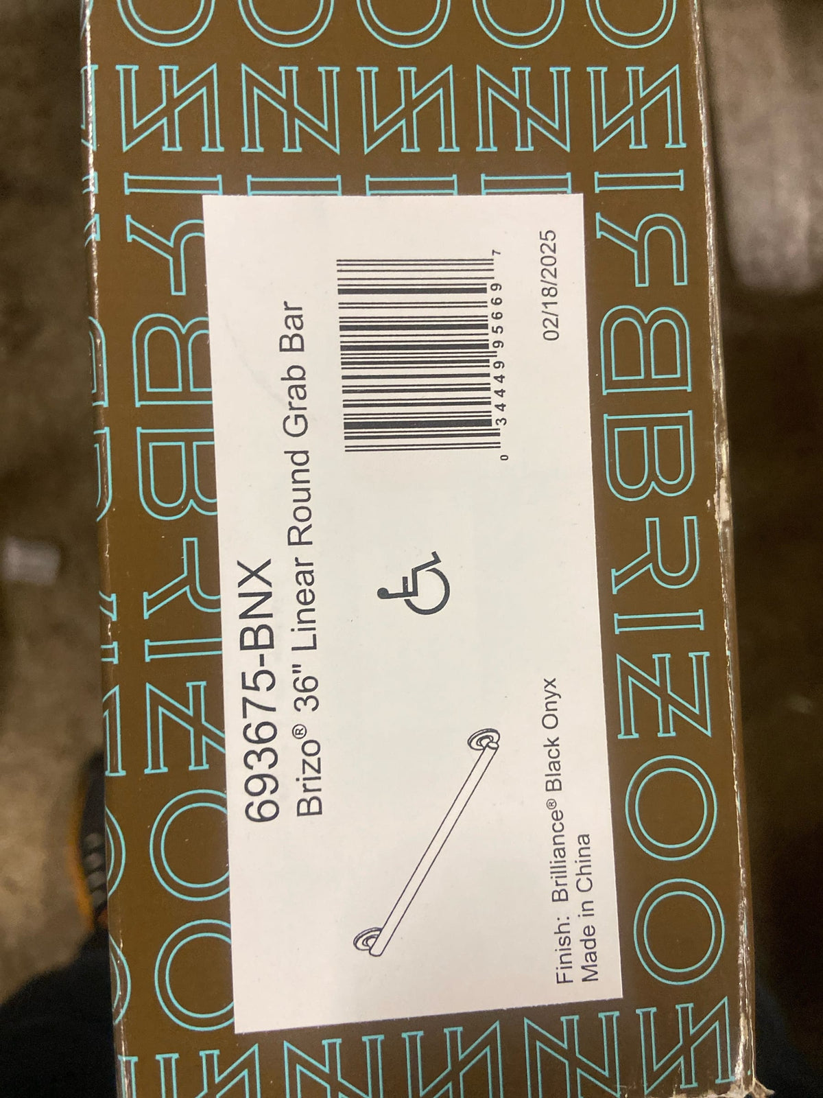Brizo 693675-BNX 36" Round Grab Bar - Brilliance Black Onyx
