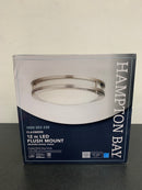 Hampton bay HB1023C-35 Flaxmere 11.8 in. Brushed Nickel LED Flush Mount Ceiling Light with Frosted White Glass Shade