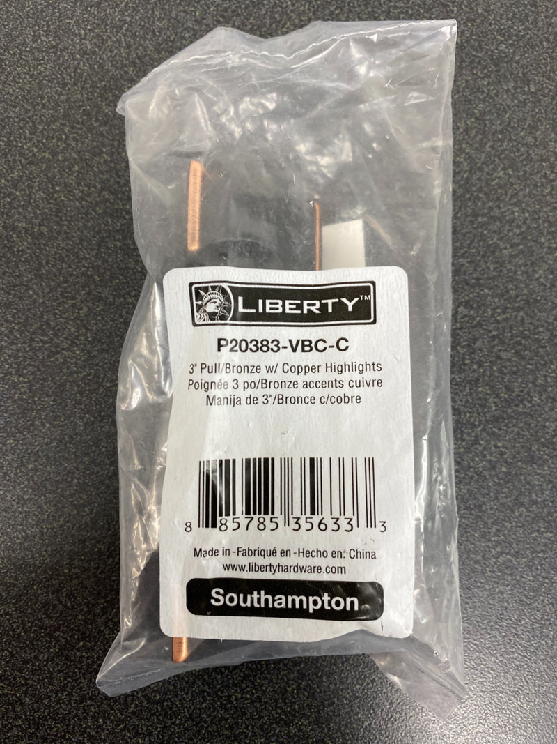 Liberty P20383-VBC-C Southampton 3 in. (76 mm) Center-to-Center Bronze with Copper Highlights Square Drawer Pull