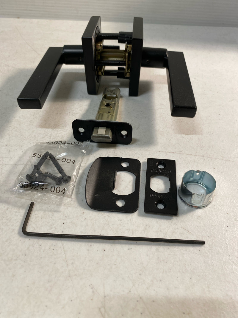 Kwikset 730HFLSQT-514 Halifax Privacy Door Lever Set with Square Rose - Matte Black