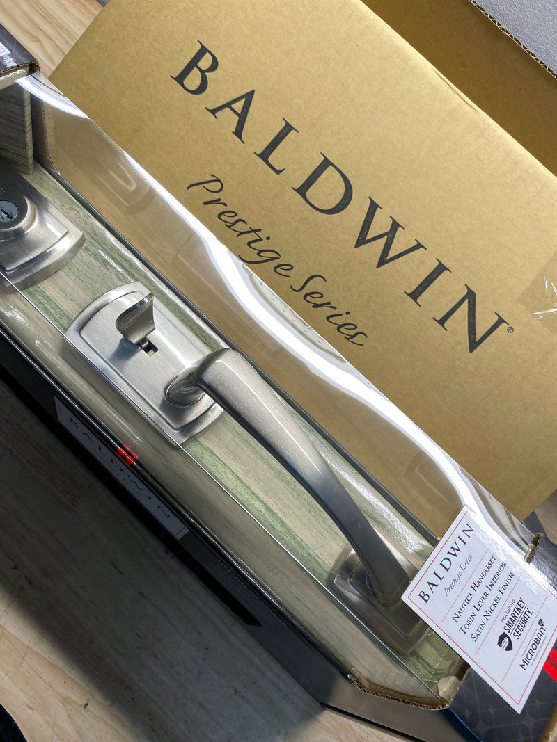 Baldwin 180NAHXTBLRDB15SV1 Nautica Style Handleset with Tobin Interior Lever from the Prestige Collection - Satin Nickel