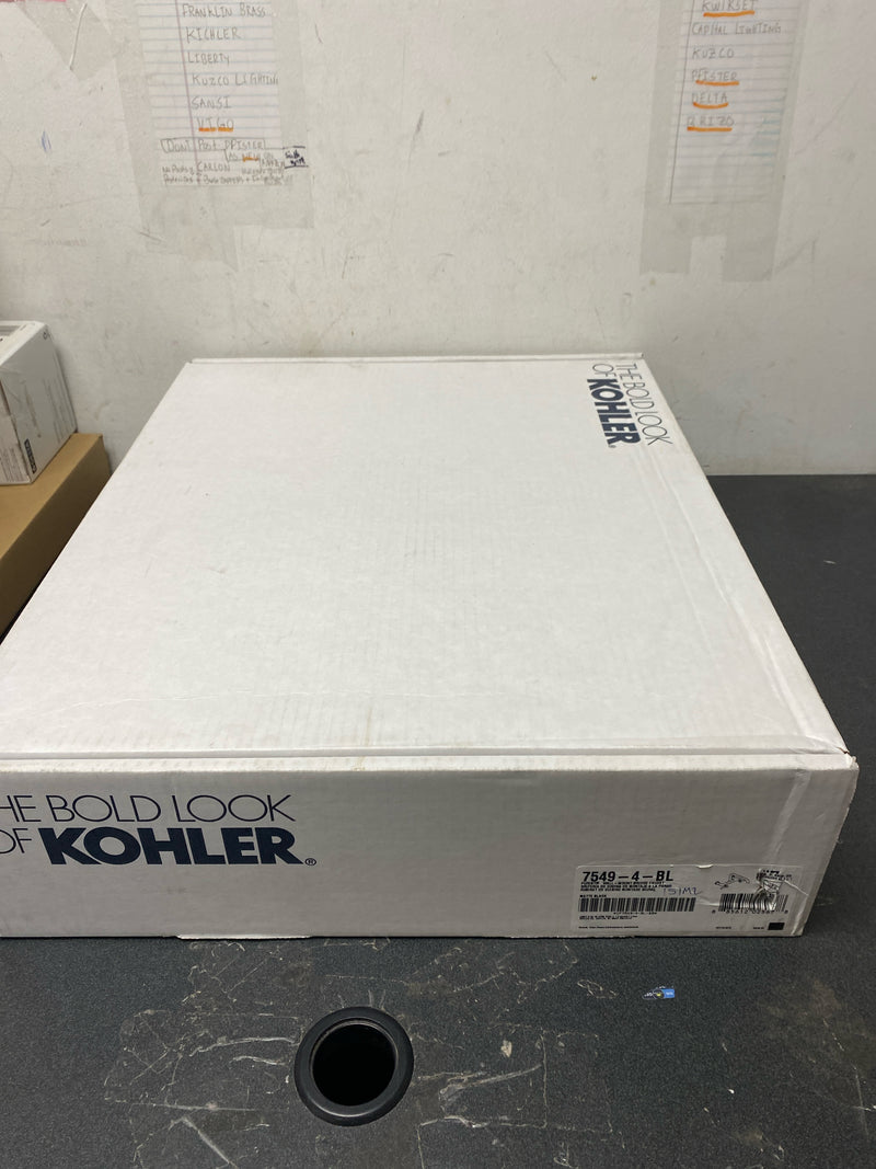 KOHLER Purist Two-Hole Wall-Mount Bridge Kitchen Sink Faucet with 13-7/8 In. Spout, Matte Black