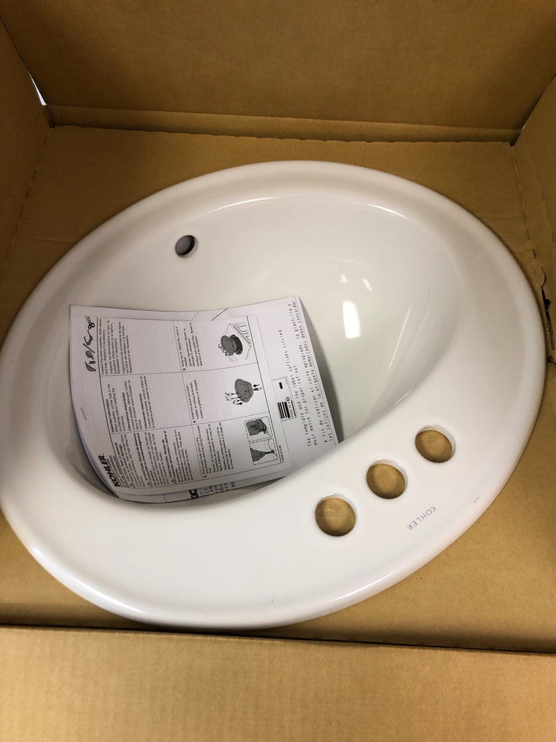 Kohler Pennington 20-1/4" Drop In Bathroom Sink with 3 Holes Drilled and Overflow