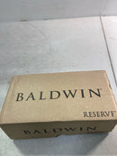 Baldwin PSSQUCFR150 Square Passage Door Lever Set with 5 Inch Rectangle Rose from the Reserve Collection - Satin Nickel