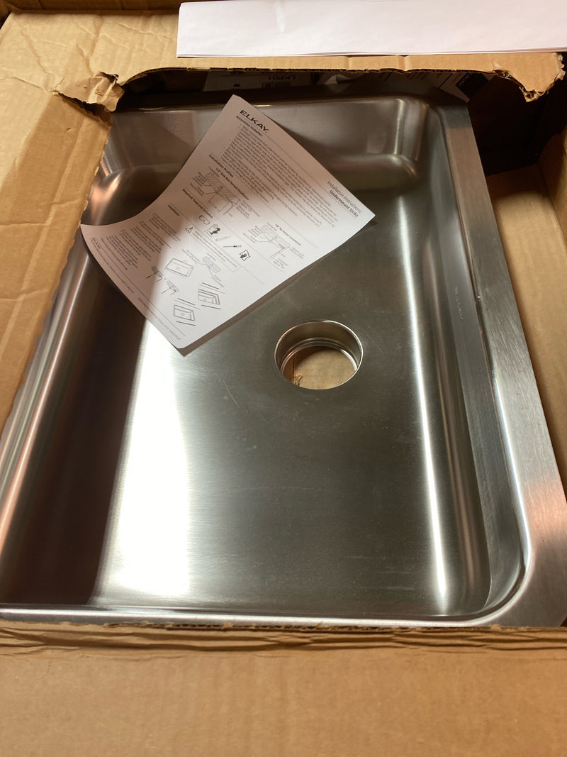 Elkay ELUHAD211545PD Lustertone Classic 24 in. Undermount Single Bowl 18-Gauge Stainless Steel Kitchen ADA Sink w/ Accessories
