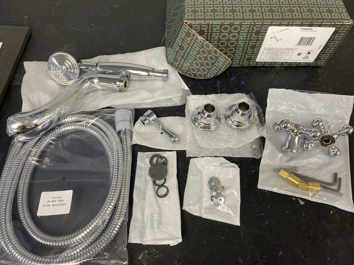 Brizo T70338-PC Tresa Two Handle Tub Filler Trim Kit with Hand Shower and Cross Handles - Less Body Assembly and Union - Chrome