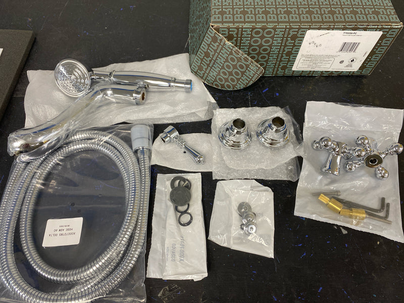 Brizo T70338-PC Tresa Two Handle Tub Filler Trim Kit with Hand Shower and Cross Handles - Less Body Assembly and Union - Chrome