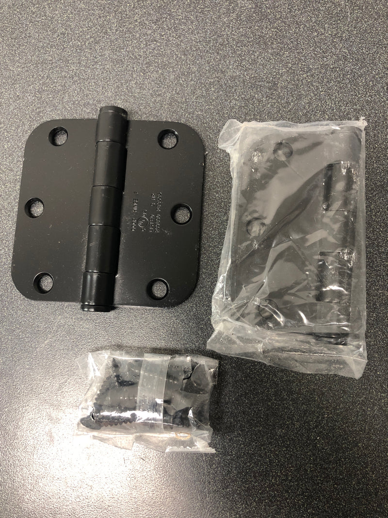 Deltana S35R5HD1B 3.5" x 3.5" Plain Bearing 5/8" Radius Corners Mortise Hinge - Pair - Black