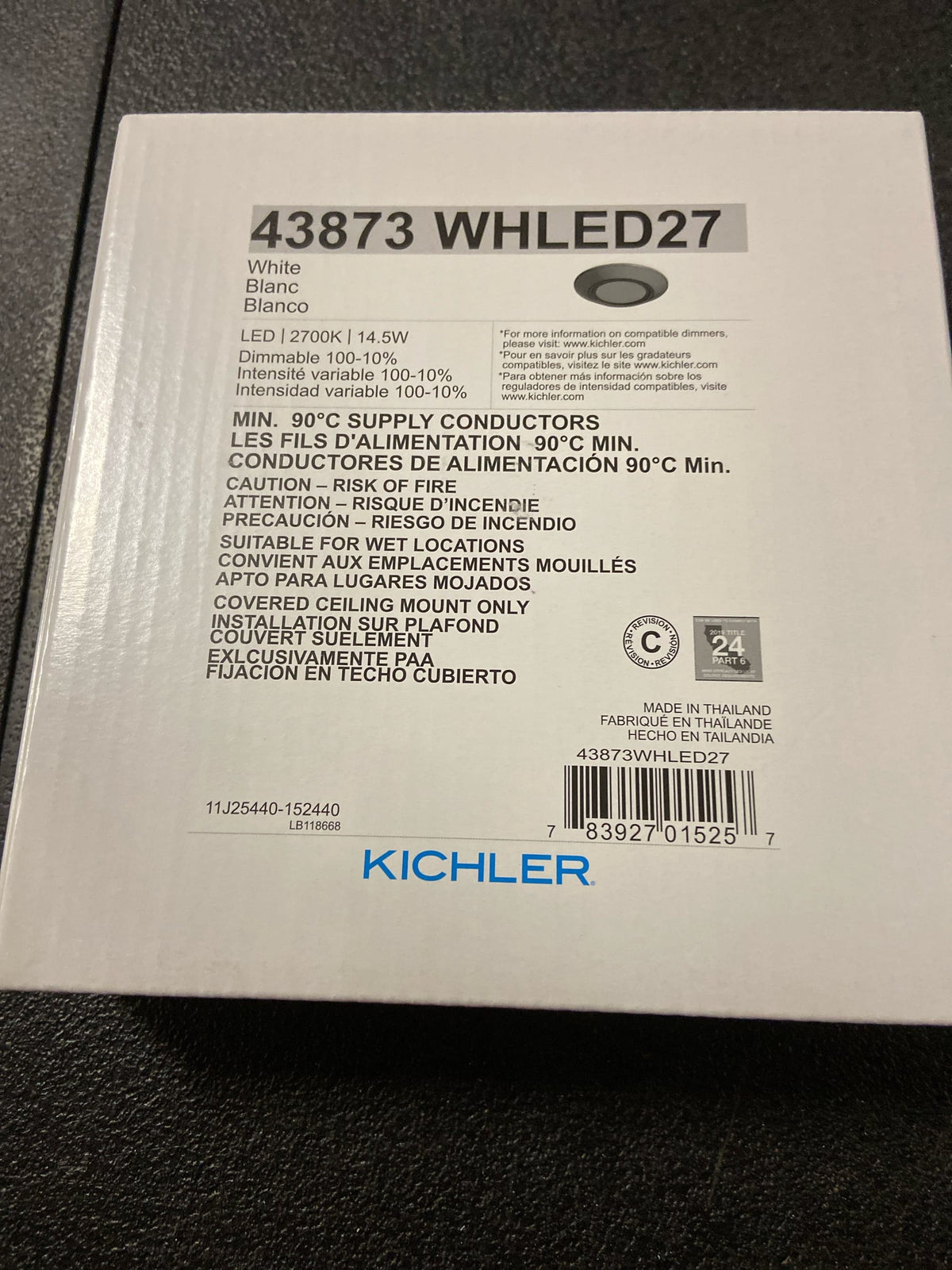 Kichler 43873WHLED27 Horizon III 6" Wide LED Flush Mount Bowl Ceiling Fixture - 2700K - White