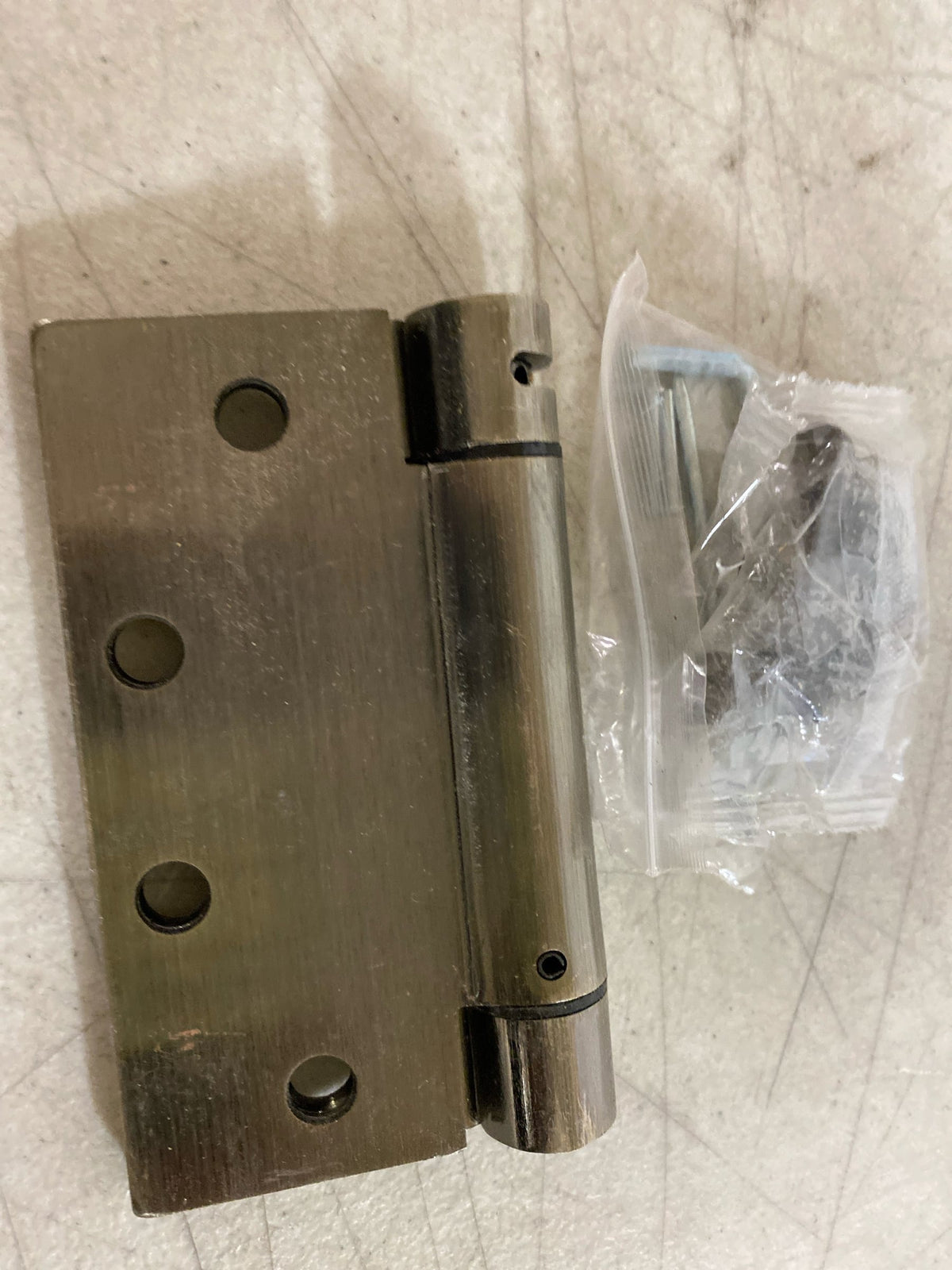 Deltana DSH45U5 4-1/2" x 4-1/2" Square Corner Spring Hinge - Single Hinge - Antique Brass