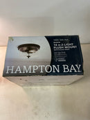 Hampton bay 1010HBMB Manor 13 in. Matte Black Round Flush Mount, Industrial Ceiling Light with Clear Glass Shade