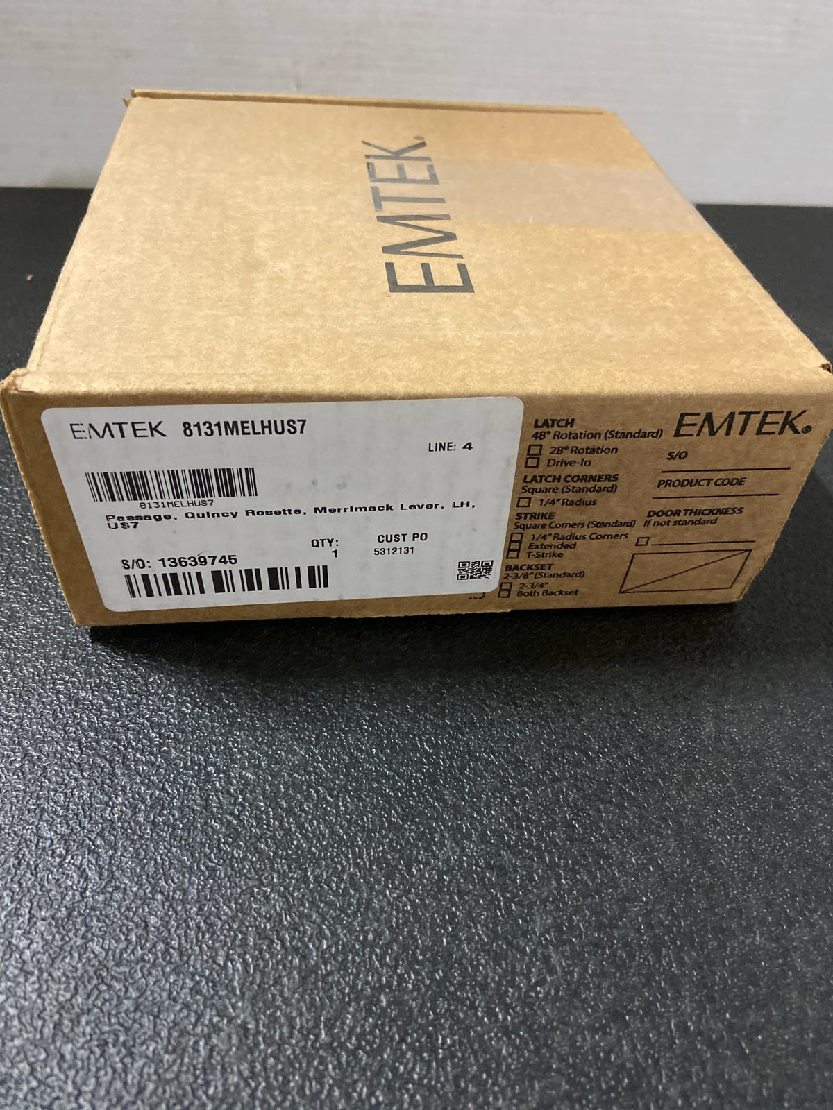 Emtek 8131MELHUS7 Passage, Quincy Rosette, Merrimack Lever, LH, US7