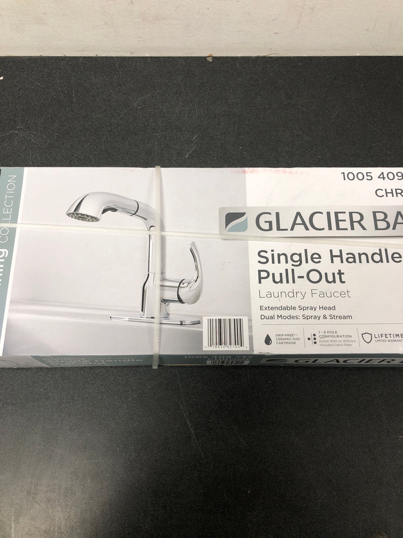 Glacier bay HDQFP2BC420CP Dunning Single-Handle Pull-Out Laundry Utility Faucet with Dual Spray Function in Chrome