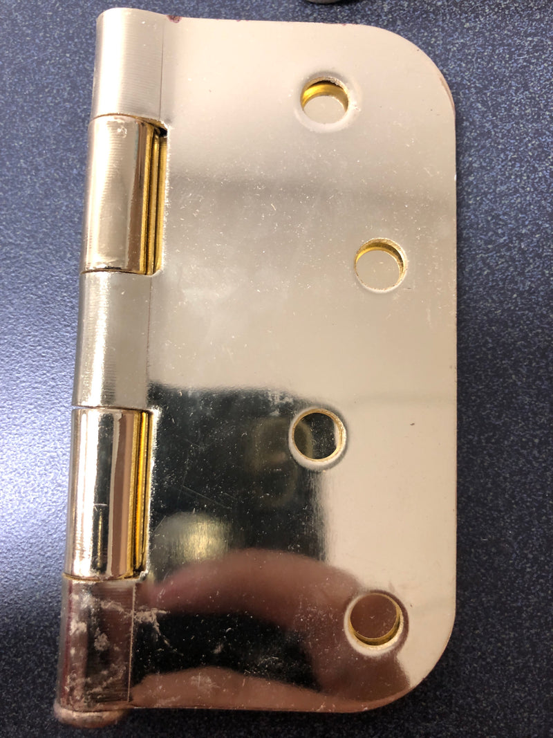 Deltana S44R53 4" x 4" Plain Bearing 5/8" Radius Corners Mortise Hinge - Pair - Polished Brass